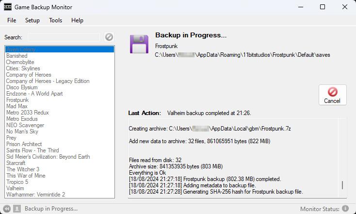Backup all save games after setting up all folders